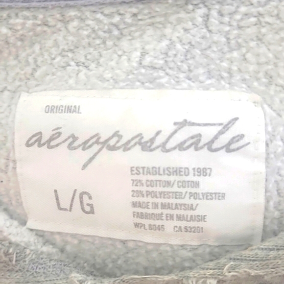 Aeropostale Hoodie Sweatshirt Gray drawstring hood kangaroo pockets 1987 Logo L - Picture 6 of 7